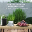 SALOTTO DA GIARDINO IN RATTAN 2 DIVANETTI E POLTRONA ANGOLARE CON CUSCINI TAVOLINO IN VETRO COLORE LEGNO