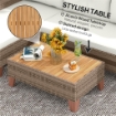 SALOTTO DA GIARDINO IN RATTAN PE CON DIVANO 2 POSTI CHAISE LONGUE E TAVOLINO DA CAFFÉ CREMA