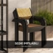 SET TAVOLO DA GIARDINO ALLUNGABILE CON 6 SEDIE DA ESTERNO IMPILABILI ACCIAIO E TEXTILENE MARRONE