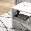 TAVOLINO DA CAFFÞ MODERNO IN LEGNO A 2 LIVELLI CON RIPIANO APERTO, 100X40X41.5 CM, BIANCO