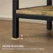 TAVOLINO DA DIVANO CON CASSETTO E 2 RIPIANI STILE INDUSTRIALE, IN LEGNO E METALLO, 60X30X66.5 CM, NERO E MARRONE