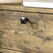 TAVOLINO DA DIVANO CON CASSETTO E 2 RIPIANI STILE INDUSTRIALE, IN LEGNO E METALLO, 60X30X66.5 CM, NERO E MARRONE