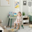 SET SEDIA E TAVOLINO PER BAMBINI CON RIPIANO PORTAOGGETTI IN MDF E LEGNO DI PINO VERDE