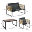 SET DA GIARDINO 4 PEZZI IN RATTAN CON DIVANETTO 2 SEDIE E TAVOLINO DA CAFFÈ GRIGIO E MARRONE