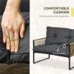 SET DA GIARDINO 4 PEZZI IN RATTAN CON DIVANETTO 2 SEDIE E TAVOLINO DA CAFFÈ GRIGIO E MARRONE