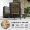 SALOTTO DA GIARDINO 4 PEZZI IN RATTAN CON DIVANO CHAISE LONGUE POLTRONA E TAVOLINO CON CUSCINI GRIGIO