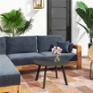 TAVOLINO DA GIARDINO ROTONDO IN STILE INDUSTRIALE CON PIEDINI ANTISCIVOLO, IN METALLO, Ï70X42 CM, NERO