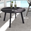 TAVOLINO DA GIARDINO ROTONDO IN STILE INDUSTRIALE CON PIEDINI ANTISCIVOLO, IN METALLO, Ï70X42 CM, NERO
