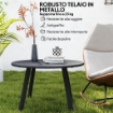 TAVOLINO DA GIARDINO ROTONDO IN STILE INDUSTRIALE CON PIEDINI ANTISCIVOLO, IN METALLO, Ï70X42 CM, NERO