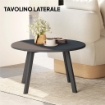 TAVOLINO DA GIARDINO ROTONDO IN STILE INDUSTRIALE CON PIEDINI ANTISCIVOLO, IN METALLO, Ï70X42 CM, NERO