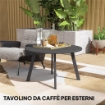 TAVOLINO DA GIARDINO ROTONDO IN STILE INDUSTRIALE CON PIEDINI ANTISCIVOLO, IN METALLO, Ï70X42 CM, NERO