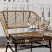 SET DA GIARDINO 3 PEZZI IN RATTAN PE E ACCIAIO CON 2 SEDIE CON CUSCINI E TAVOLINO ROTONDO MULTICOLORE
