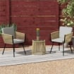 SET DA ESTERNO CON TAVOLINO IN VETRO E 2 SEDIE DA GIARDINO IN RATTAN STILE BOHO CAFFÉ