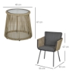 SET DA ESTERNO CON TAVOLINO IN VETRO E 2 SEDIE DA GIARDINO IN RATTAN STILE BOHO CAFFÉ