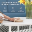 SET DA ESTERNO CON DIVANO 2 POSTI 2 POLTRONE E 2 TAVOLINI DA CAFFÈ IN VETRO AZZURRO