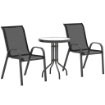 SET DA GIARDINO 3 PEZZI CON 2 SEDIE DA GIARDINO 54X71X93 CM E TAVOLINO ROTONDO Ø 60X71 CM IN ACCIAIO NERO