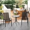 SET DA GIARDINO 3 PEZZI CON 2 SEDIE DA GIARDINO 54X71X93 CM E TAVOLINO ROTONDO Ø 60X71 CM IN ACCIAIO NERO