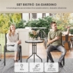 SET DA GIARDINO 3 PEZZI CON 2 SEDIE DA GIARDINO 54X71X93 CM E TAVOLINO ROTONDO Ø 60X71 CM IN ACCIAIO NERO