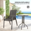 SET DA GIARDINO 3 PEZZI CON 2 SEDIE DA GIARDINO 54X71X93 CM E TAVOLINO ROTONDO Ø 60X71 CM IN ACCIAIO NERO