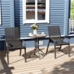 SET DA GIARDINO 3 PEZZI CON 2 SEDIE DA GIARDINO 54X71X93 CM E TAVOLINO ROTONDO Ø 60X71 CM IN ACCIAIO NERO