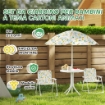 SET DA GIARDINO PER BAMBINI 2-5 ANNI CON TAVOLINO ROTONDO, 2 SEDIE PIEGHEVOLI E UN OMBRELLONE, BIANCO