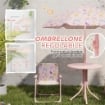 SET DA GIARDINO PER BAMBINI 2-5 ANNI CON TAVOLINO ROTONDO, 2 SEDIE PIEGHEVOLI E UN OMBRELLONE, ROSA