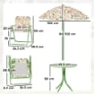 SET DA GIARDINO PER BAMBINI 2-5 ANNI CON TAVOLINO ROTONDO, 2 SEDIE PIEGHEVOLI E UN OMBRELLONE, VERDE