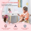 SET TOELETTA PER BAMBINI CON TAVOLO TRUCCO E SGABELLO SPECCHIO E 2 CASSETTI BIANCO E COLORE LEGNO