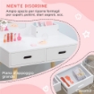 SET TOELETTA PER BAMBINI CON TAVOLO TRUCCO E SGABELLO SPECCHIO E 2 CASSETTI BIANCO E COLORE LEGNO