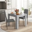 SET DA PRANZO 3 PEZZI CON TAVOLO DA CUCINA 80X80X76 CM E 2 SEDIE MODERNE 41X50X97 CM, GRIGIO