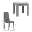 SET DA PRANZO 3 PEZZI CON TAVOLO DA CUCINA 80X80X76 CM E 2 SEDIE MODERNE 41X50X97 CM, GRIGIO