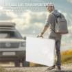 SET DA PIC NIC PIEGHEVOLE A 3 PEZZI CON TAVOLO E 2 PANCHE IN HDPE E METALLO, BIANCO E GRIGIO CHIARO