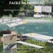 SET DA PIC NIC PIEGHEVOLE A 3 PEZZI CON TAVOLO E 2 PANCHE IN HDPE E METALLO, BIANCO E GRIGIO CHIARO