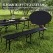 SET DA PIC NIC PIEGHEVOLE A 3 PEZZI CON TAVOLO E 2 PANCHE IN HDPE E METALLO, NERO