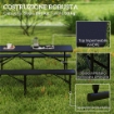 SET DA PIC NIC PIEGHEVOLE A 3 PEZZI CON TAVOLO E 2 PANCHE IN HDPE E METALLO, NERO