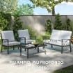 SET DA GIARDINO 4 PEZZI CON 2 POLTRONCINE DIVANO 2 POSTI E TAVOLINO IN ALLUMINIO E FIBRA GRIGIO CARBONE