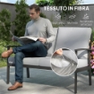 SET DA GIARDINO 4 PEZZI CON 2 POLTRONCINE DIVANO 2 POSTI E TAVOLINO IN ALLUMINIO E FIBRA GRIGIO CARBONE