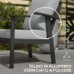 SET DA GIARDINO 4 PEZZI CON 2 POLTRONCINE DIVANO 2 POSTI E TAVOLINO IN ALLUMINIO E FIBRA GRIGIO CARBONE
