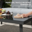 SET DA GIARDINO 4 PEZZI CON 2 POLTRONCINE DIVANO 2 POSTI E TAVOLINO IN ALLUMINIO E FIBRA GRIGIO CARBONE