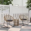 SET DA GIARDINO 3 PEZZI IN RATTAN E ACCIAIO CON 2 SEDIE CON CUSCINI E TAVOLINO DA CAFFÉ A CILINDRO MULTICOLORE