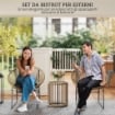 SET DA GIARDINO 3 PEZZI IN RATTAN E ACCIAIO CON 2 SEDIE CON CUSCINI E TAVOLINO DA CAFFÉ A CILINDRO MULTICOLORE