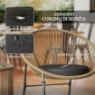 SET DA GIARDINO 3 PEZZI IN RATTAN E ACCIAIO CON 2 SEDIE CON CUSCINI E TAVOLINO DA CAFFÉ A CILINDRO MULTICOLORE