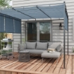 SET DA GIARDINO IN RATTAN PE STILE BOHO DIVANO 2 POSTI CON CHAISE LONGUE E TAVOLINO GRIGIO CHIARO