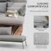 SET DA GIARDINO IN RATTAN PE STILE BOHO DIVANO 2 POSTI CON CHAISE LONGUE E TAVOLINO GRIGIO CHIARO