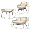 SET DA GIARDINO 4 PEZZI IN RATTAN PE E METALLO CON DIVANETTO 2 SEDIE E TAVOLINO DA CAFFÉ BEIGE
