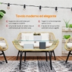 SET DA GIARDINO 4 PEZZI IN RATTAN PE E METALLO CON DIVANETTO 2 SEDIE E TAVOLINO DA CAFFÉ BEIGE