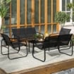 SET DA GIARDINO CON 2 DIVANI 2 POSTI 2 POLTRONE E UN TAVOLINO DA CAFFÉ CON PIANO IN VETRO NERO