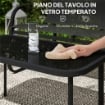 SET DA GIARDINO CON 2 DIVANI 2 POSTI 2 POLTRONE E UN TAVOLINO DA CAFFÉ CON PIANO IN VETRO NERO
