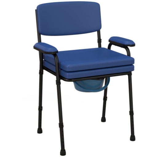 SEDIA COMODA 5 IN 1 PER ANZIANI E DISABILI PER WC E DOCCIA ALTEZZA REGOLABILE E SECCHIO RIMOVIBILE BLU
