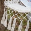 SEDIA SOSPESA A DONDOLO DA INTERNO ED ESTERNO IN TESSUTO CON NAPPE 90X50 CM CREMA